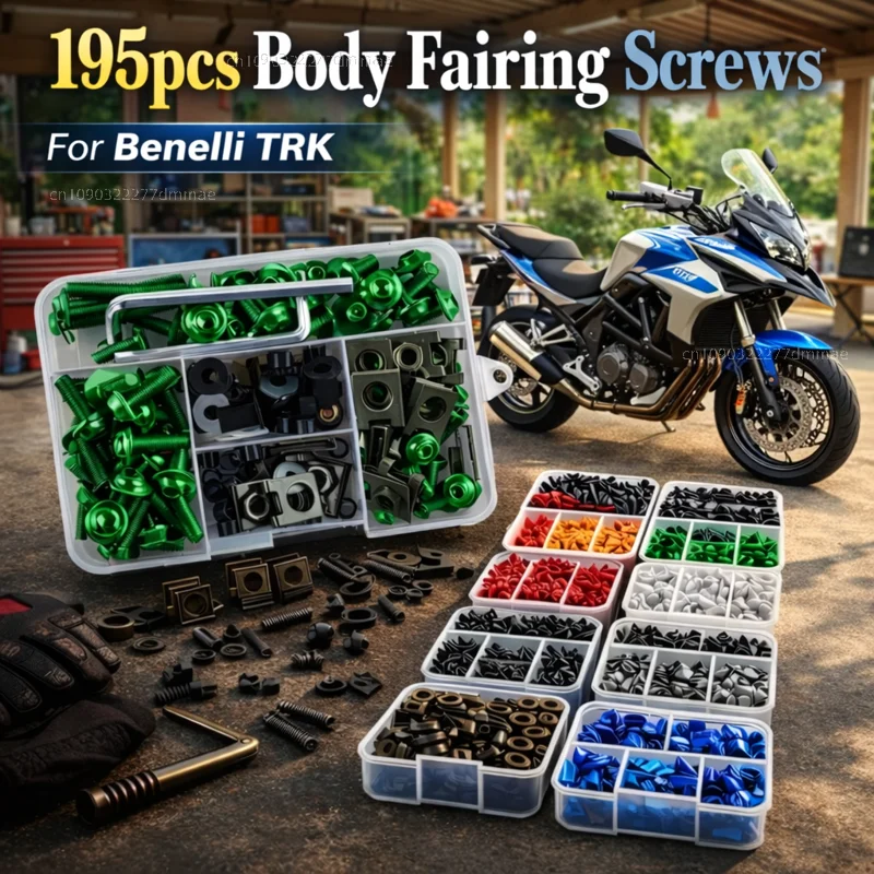 195pcs Motorcycle Fairing Bolts Body Screws Nuts For Benelli TRK 502X TRK 502 X Leoncino 500 BJ500 Kit Aluminum CNC Fasteners