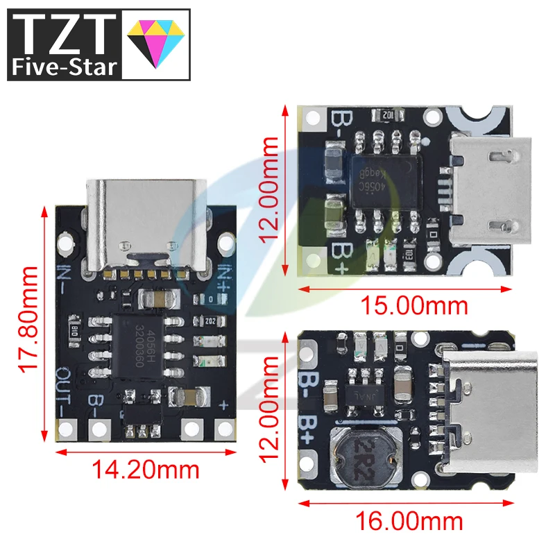 Type-C USB TP4056 1A Lithium Battery Charging Protection Board Module Polymer Battery With Temperature Protection