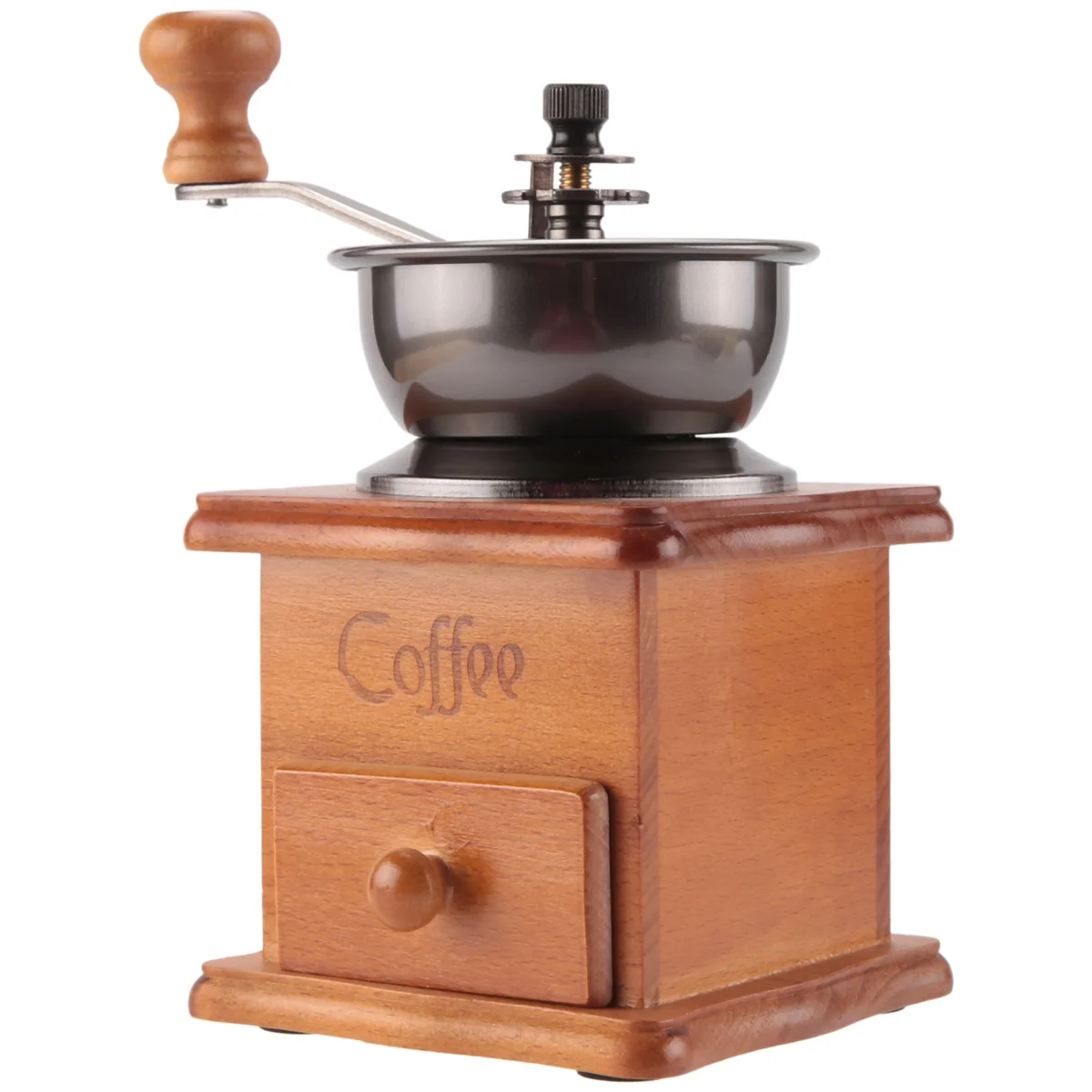 Coffee Bean Grinder Wooden Manual Coffee Grinder Hand Stainless Steel Retro Coffee Spice Mini Burr Mill with Ceramic