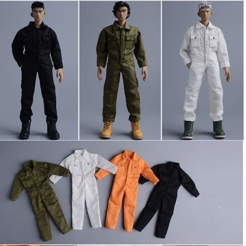1/12 Schaal Mannelijke Soldaat Trendy Militaire Werkkleding Jumpsuit Effen Kleding Model voor 6 "Actiefiguren Lichaamsdecoratie Props
