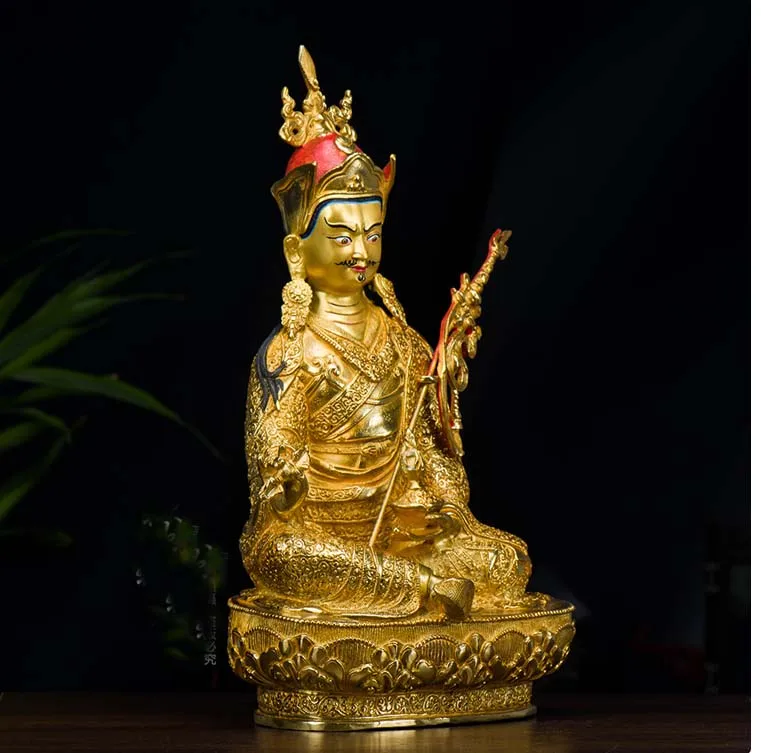 34CM L # GOOD Buddha Buddhist bless family home Safety wealth efficacious Padmasambhava Rinpoche statue