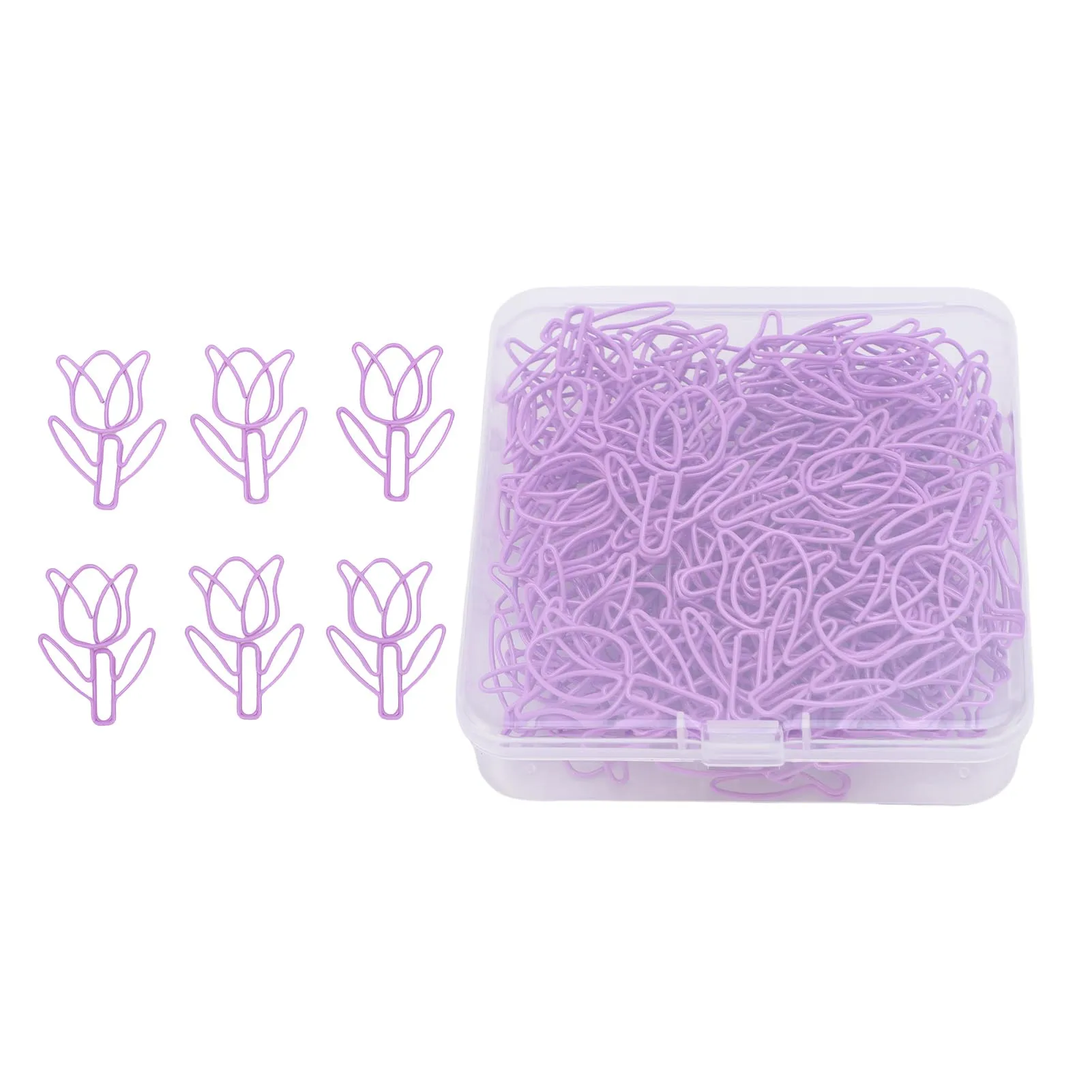 80 stuks bloemvormige paperclips in bulk, mini gekleurde bladwijzers met transparante doos, schoolbenodigdheden
