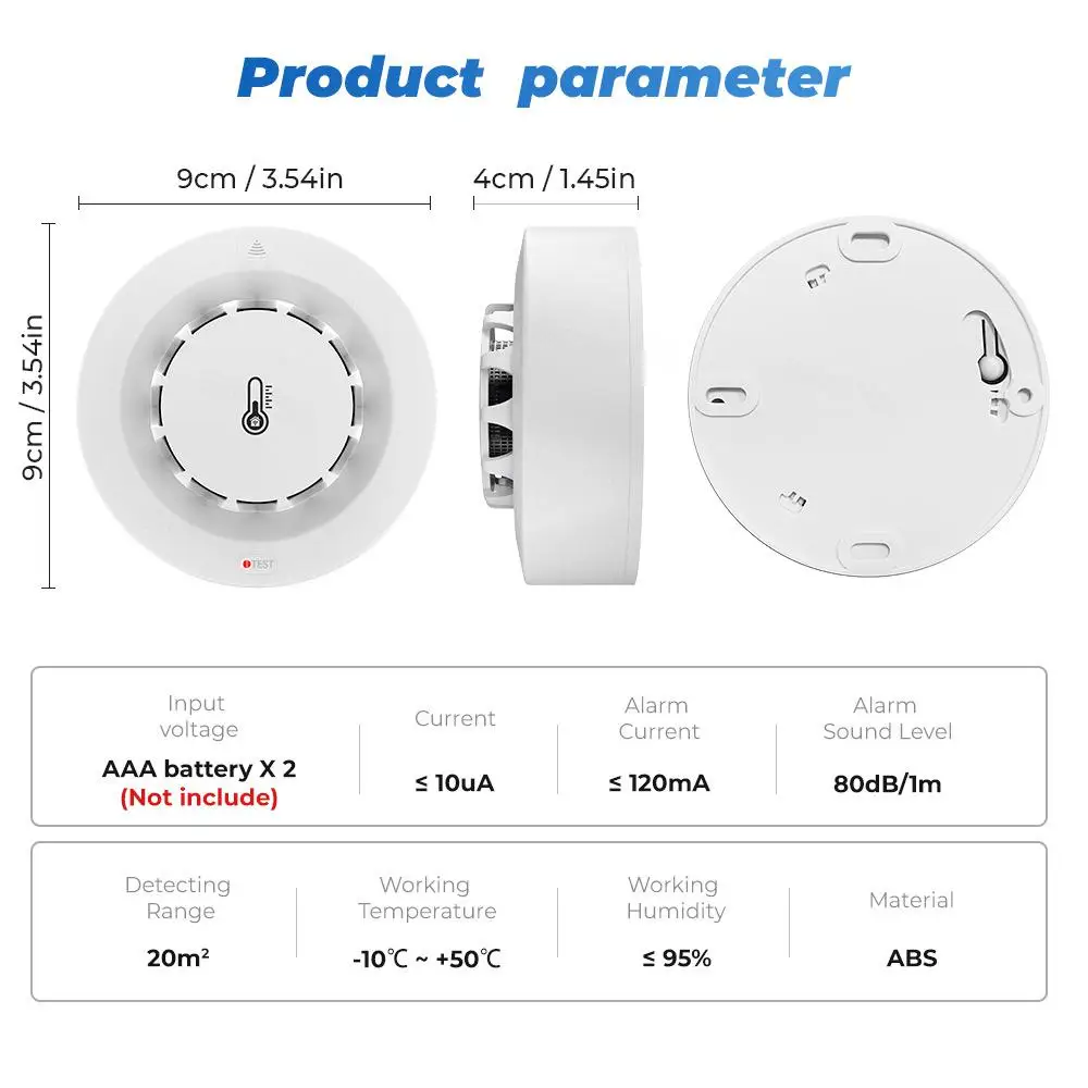 Tuya-Détecteur de fumée WiFi intelligent, détecteur de température et d'humidité, sécurité à domicile, protection vocale, Alexa, Amazon, Google Home