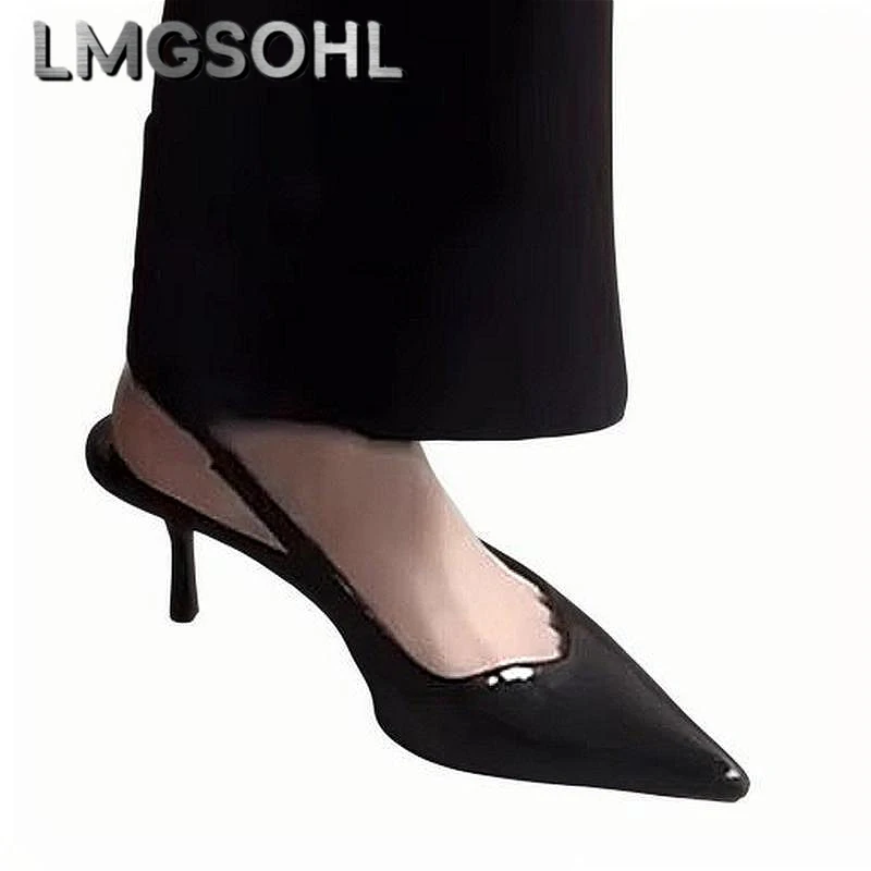 Nuovo 2025 donne sexy sandali con tacchi alti pantofole moda scarpe in pelle slingback donna vestito da festa estivo pompe di marca sandali