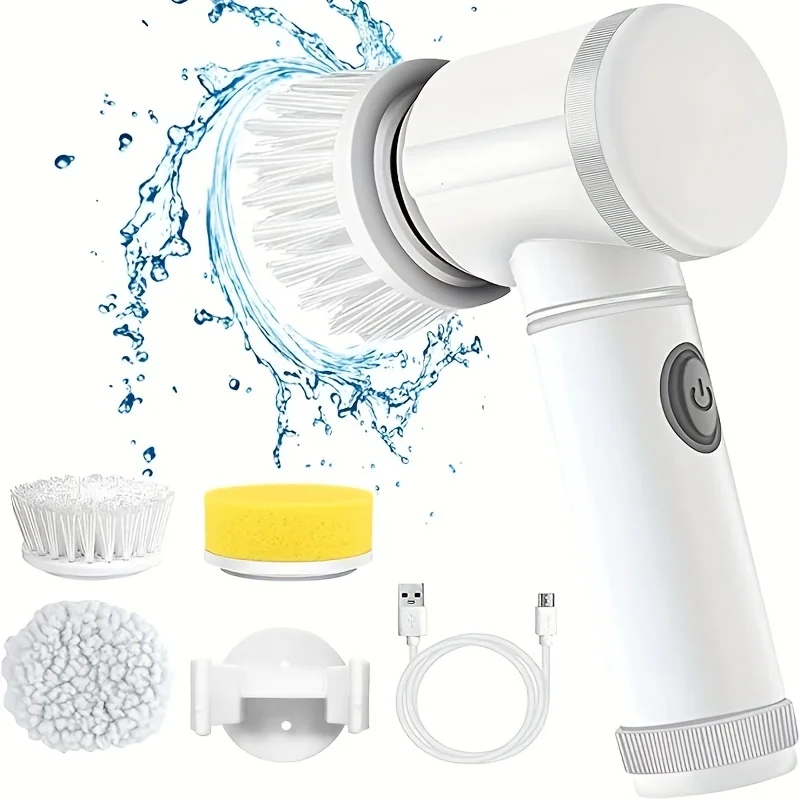 Electric Magic Brush Spin Scrubber 5-in-1 Handheld Kitchen Cleaner Cordless Spin Scrubber Power Scrubber Bathroom