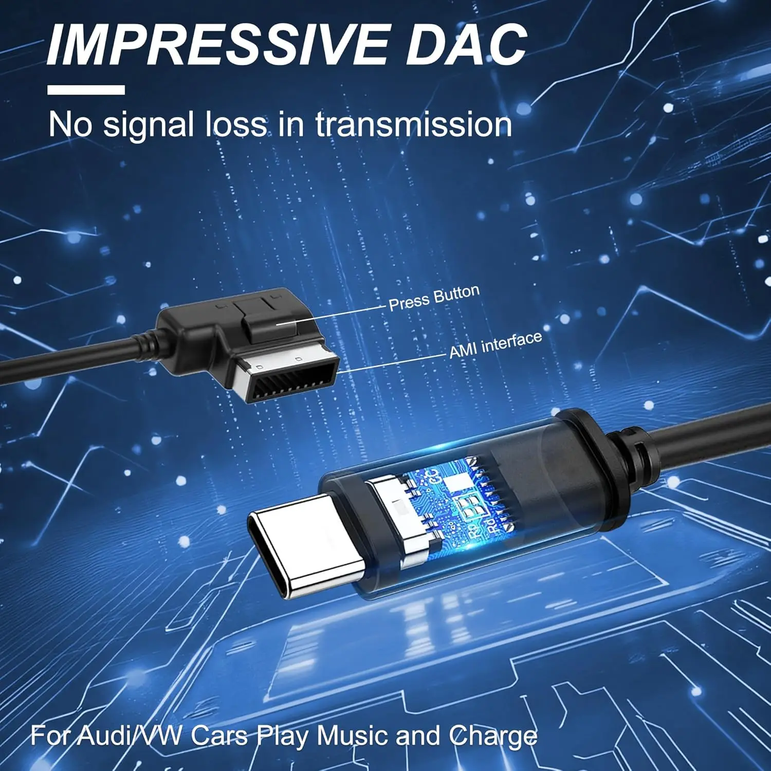 Kabel USB-C do AMI MMI Aux dla iPhone 17 16/15 i urządzeń z portem Type-C, kompatybilny z Audi A3/A4/A5/A6/A7/A8/S4/S6/S8/Q5/Q7/R8/TT — zdjęcie produktu 2