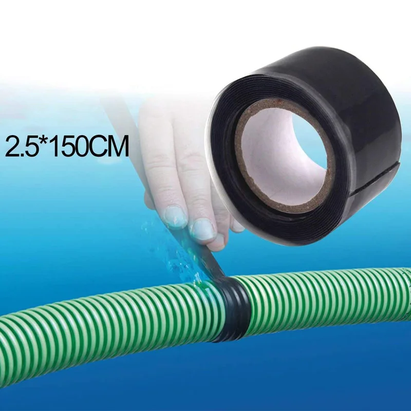 Fita de reparo de mangueira de silicone, 25mm x 150cm, autofusível, resistente, à prova de vazamento, borracha, à prova de intempéries, para reparo de tubulação