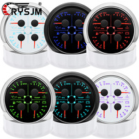 85mm 4 in 1 Gauge Oil Press Gauge Water Temp Meter Fuel level Gauge Voltmeter With Alarm For Marine Boat Car Waterproof 12V 24V