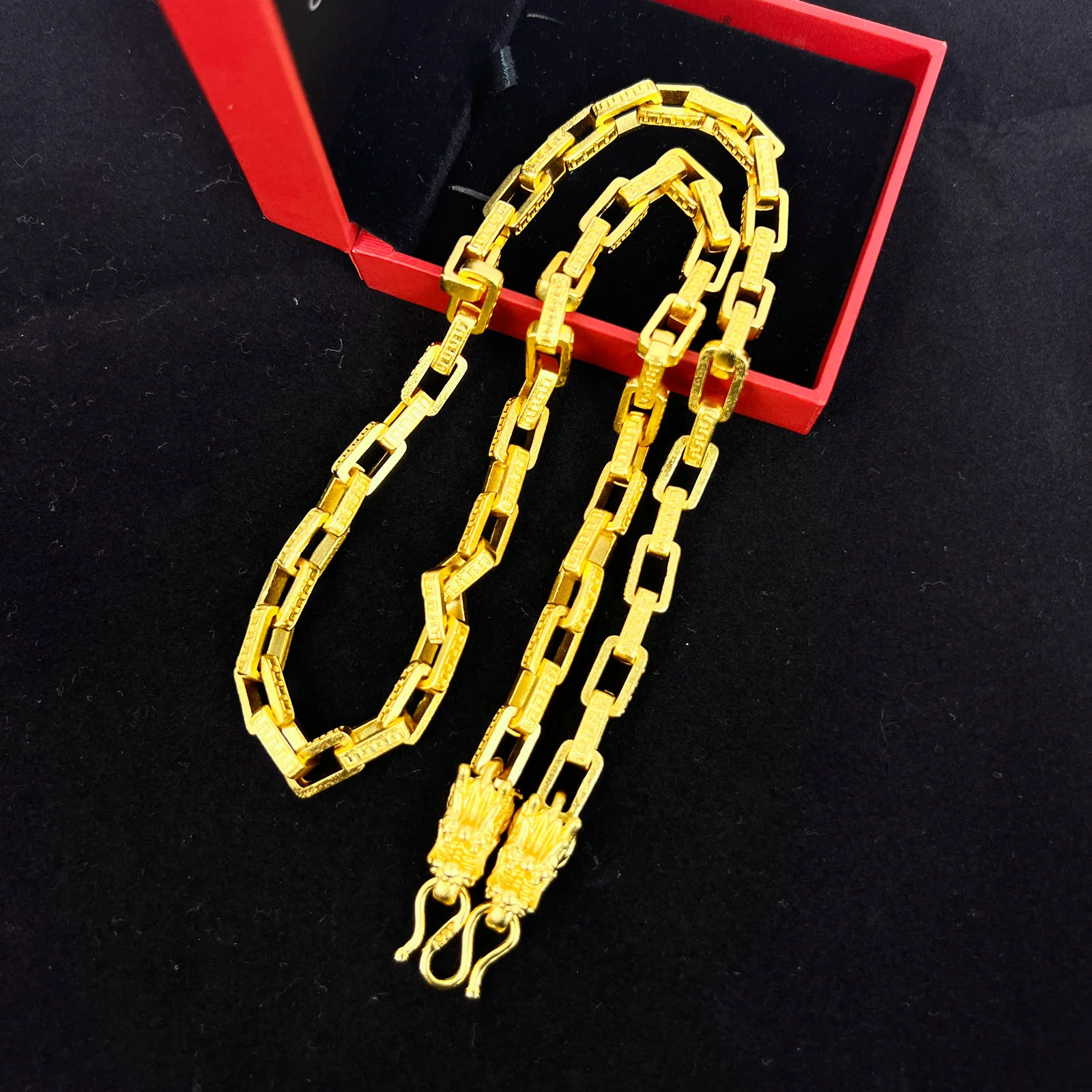 Men's return buckle secret card 9999 24K real gold necklace faucet hanging chain personality domineering interlocking trendy