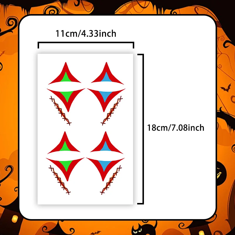 2Pcs Halloween Horror Temporary Tattoo Sticker, Long-lasting and Waterproof, Scar, Blood, Clown, Tattoo Sticker for Face Arm