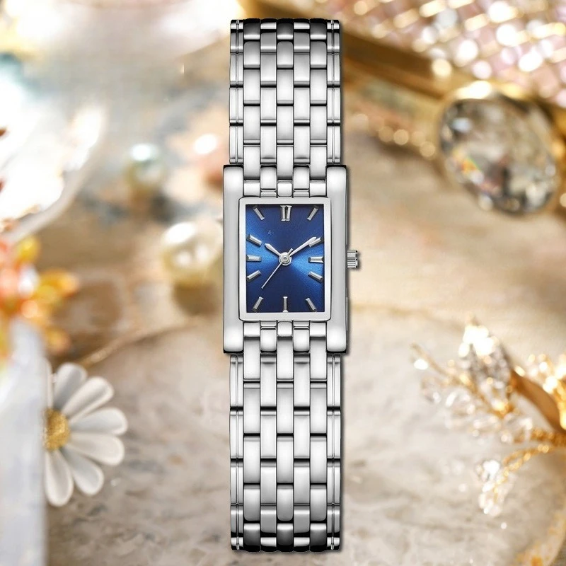 Orologio da donna quadrato alla moda Orologio al quarzo con cinturino a catena Premium Sense