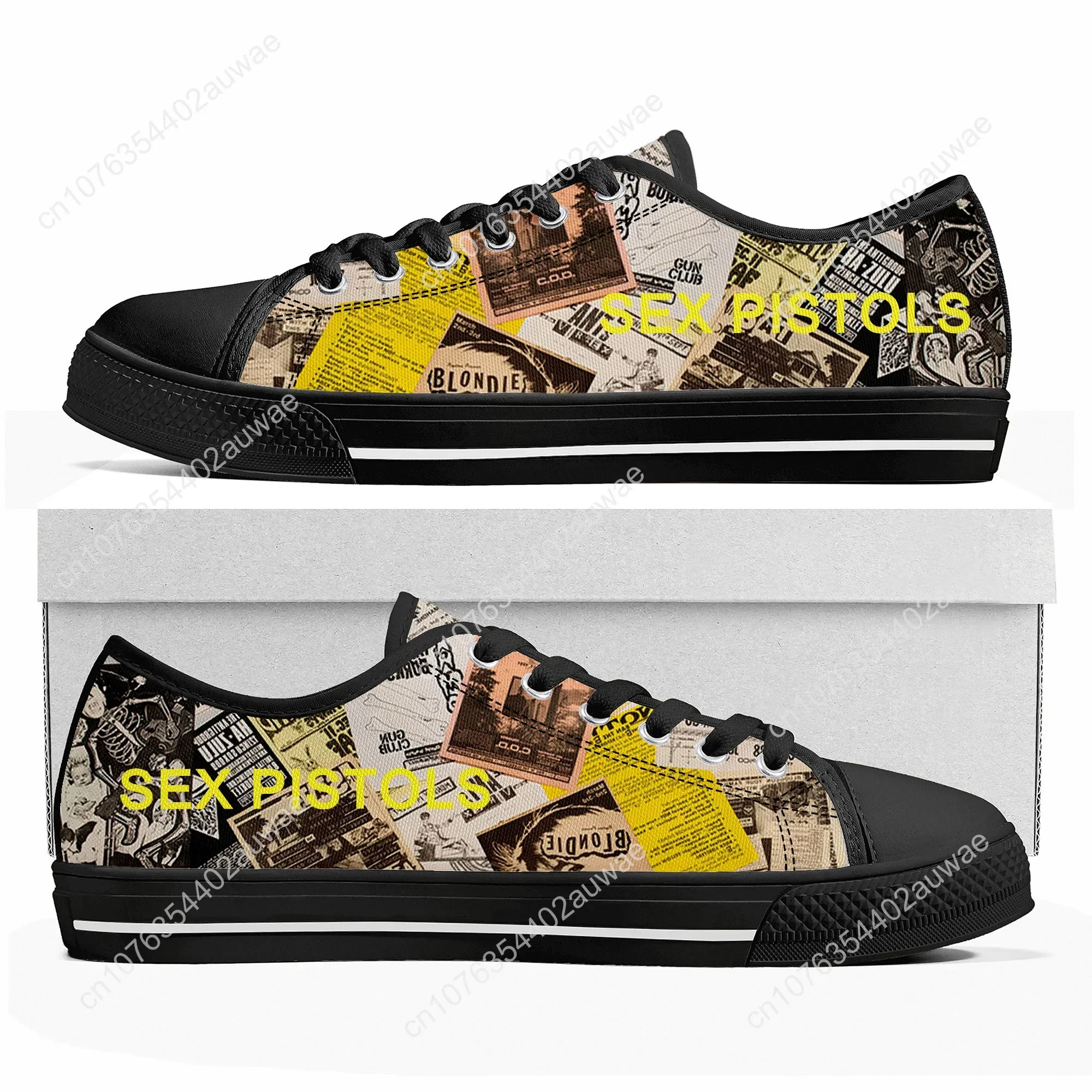 Sex Pistols-Baskets basses Punk Rock Band pour hommes et femmes, chaussures en toile pour adolescents, chaussures de couple décontractées, chaussures personnalisées, haute qualité