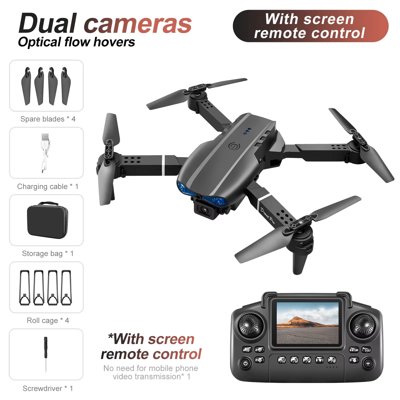2026 Nieuwe E99 MAX Drone Fabriek Professionele 8K HD 4.3 "Afstandsbediening Headless Modus Helikopter 360 Flip Quadcopter Kid speelgoed Geschenken
