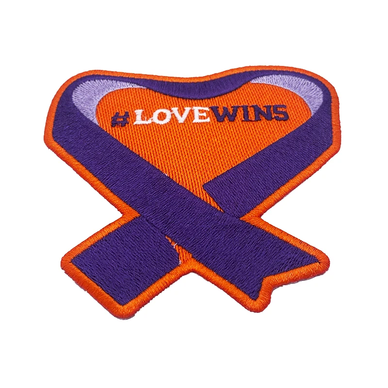 Factory Purple And Orange Heart Logo Embroidery Boutique Art Excellent Design Bootstrap Logo Embroidery Applique For Friend Gift