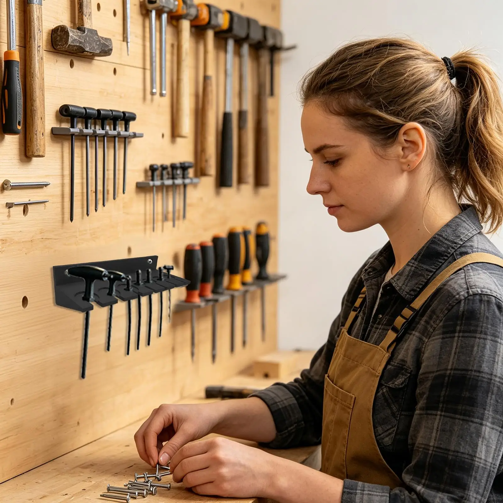 Pegboard Hex Key Holder T-Handle Hex Key Wrench Storage Shelf Screwdriver Rack For Workbench Garage Studio Outdoor Indoor