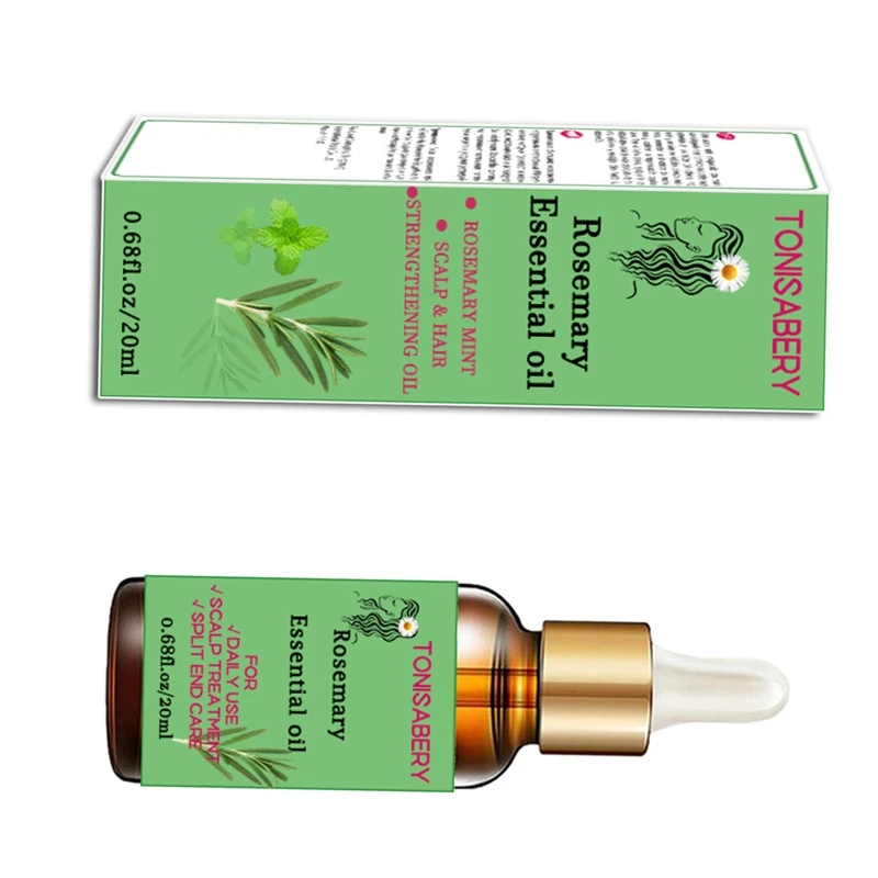 น้ำมันโรสแมรี่ Essential สำหรับการเจริญเติบโตของเส้นผม, ฟื้นฟูการสูญเสียเส้นผม, เสริมสร้างเส้นผม, บำรุงหนังศีรษะ, ปรับปรุงการไหลเวียน