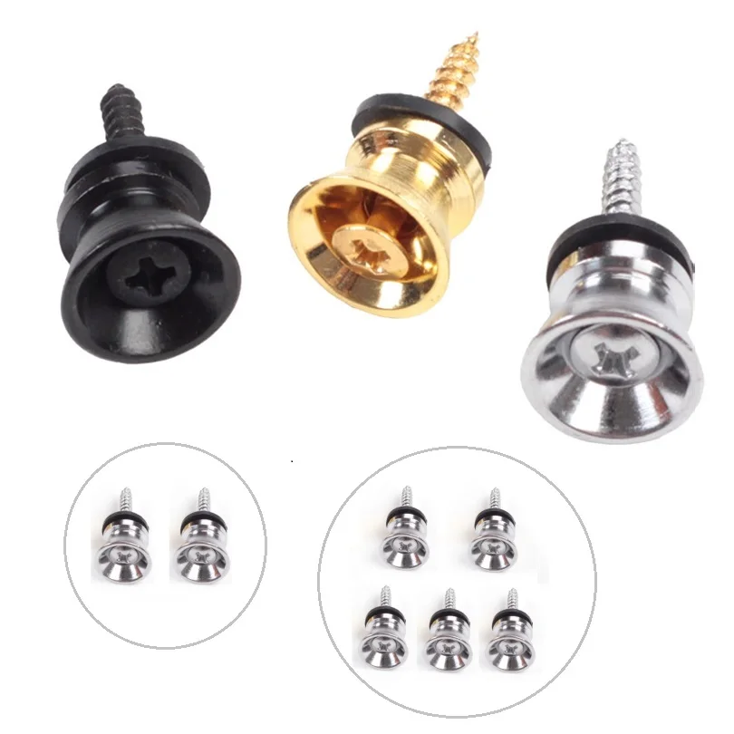 1/2/3/5 Pieces Metal Guitar Strap Lock Button with Mounting Screw for Acoustic / Classical / Electric Guitar Ukulele