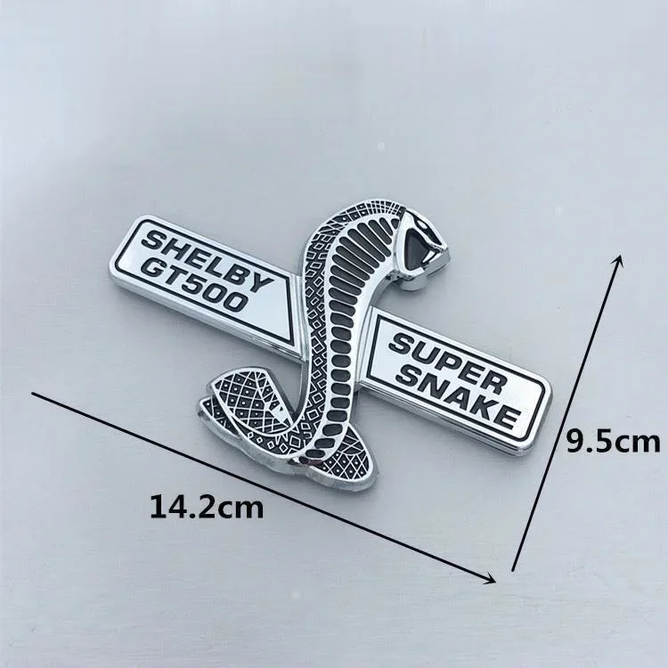 1 Pcs ABS & Metal Snake Cobra Car Front Grille Emblem Side Fender Badge Rear Trunk Car Stickers For  Shelby GT500