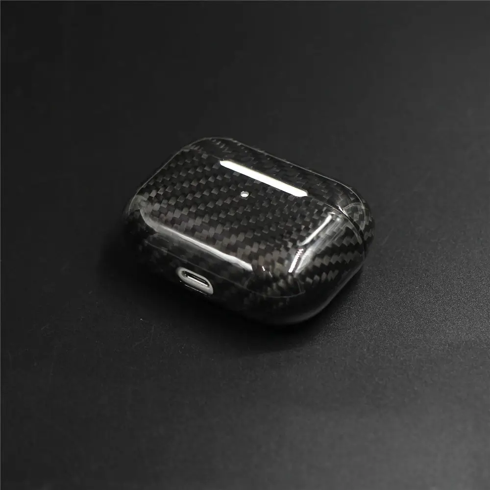Carbon Fiber Earphone Case Capa para Apple AirPods Pro e 3, Real Carbon Fiber, LED Fone de ouvido sem fio, Hard Case