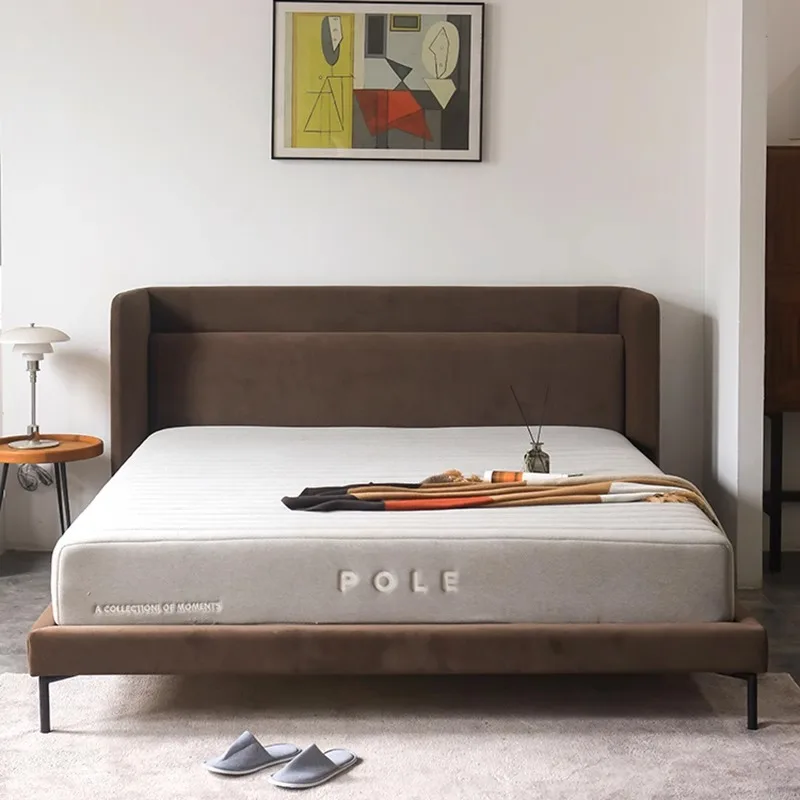 minimalist master bedroom velvet fabric bedroom soft bed suspended high-end light luxury wedding