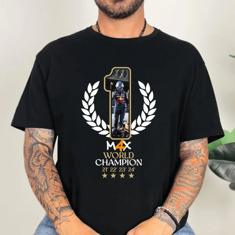 Black all-match Max Verstappen world champion racing men's short-sleeved super T-shirt women's knitted shirt fan gift S-3XL