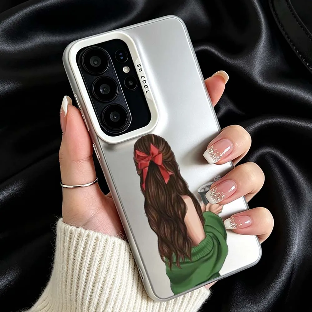 Cartoon Girl Phone Case For Samsung Galaxy S26 S25 S24 S23 S22 S21 S20 Ultra FE Plus Edge Plating Matte Cover