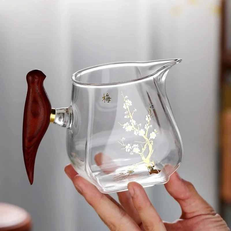 400ml Glass Teapot with Tea Drain Kung Fu Tea Set Teaware Wooden Handle Dispenser Tea Making Utensils  Utensils Tools