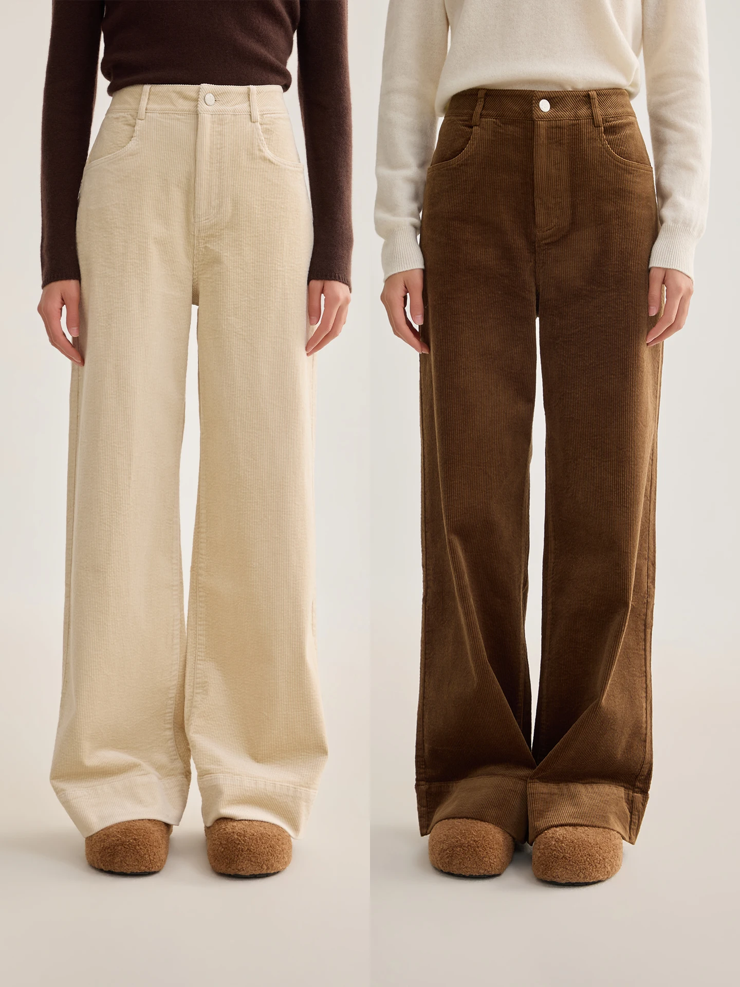 

Fuxu Vintage Corduroy Wide Leg Pants High Waist Straight Cut Loose Casual Trousers Cotton Blend Comfortable Women's Jeans