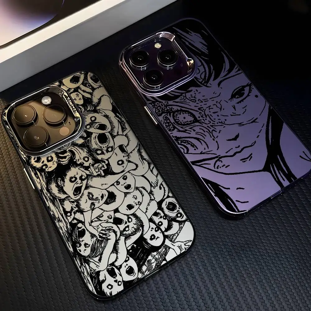 الرعب كاريكاتير J-Junji Ito جراب هاتف آيفون 17 16 15 14 13 12 برو ماكس زائد الملونة التدرج لينة غطاء خلفي من البولي يوريثان