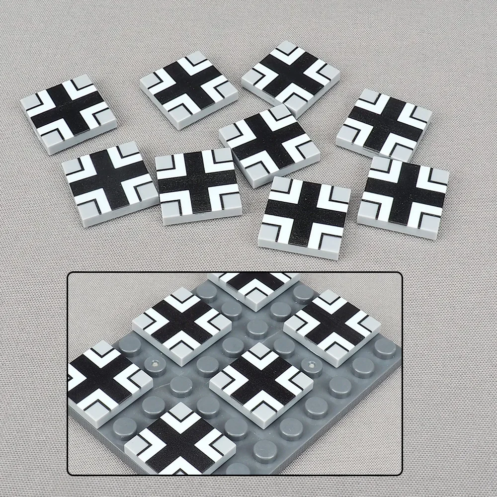 

MOC 10PCS Black Cross 3068 2x2 Printed Board Brick Substitutable Pattern Building Block Fascinating Toy Adults Boys Holiday Gift