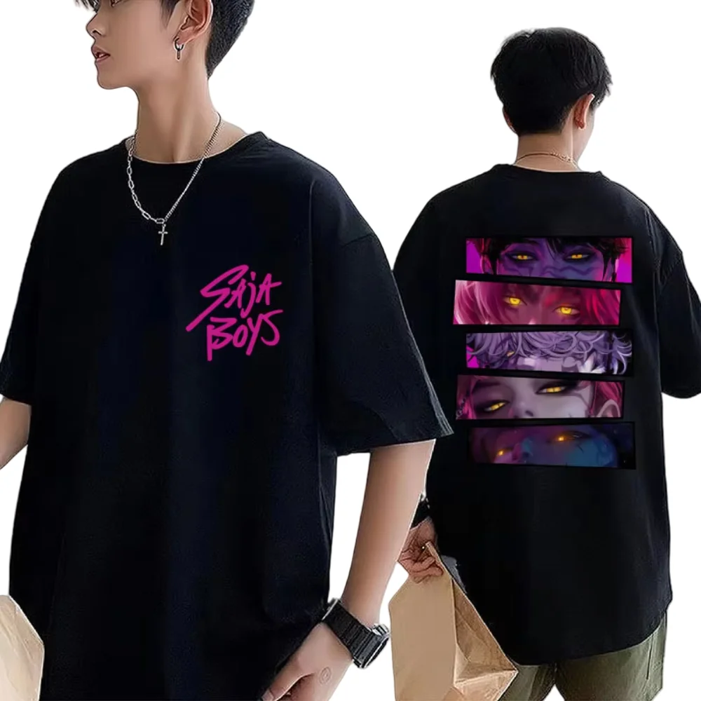 Kpop أنيمي الشيطان هنتر ساجا الأولاد تي شيرت 2025 الصيف الرجال النساء موضة تي شيرت شعبي اضافية كبيرة القطن تي شيرت غير رسمي