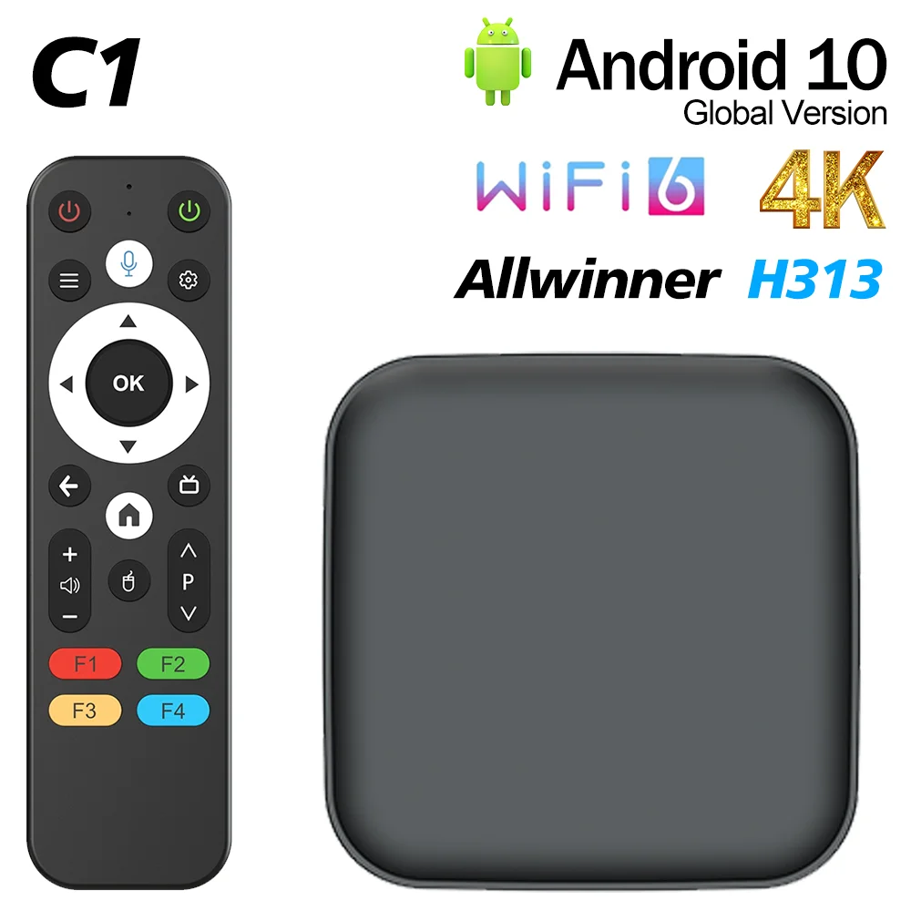 Tanix C1 Smart TV Box Allwinner H313 Quad Cores 2.4G 5G WIFI6 CooTV Media Player 4K HDR Android10 Support OTA Set Top Box