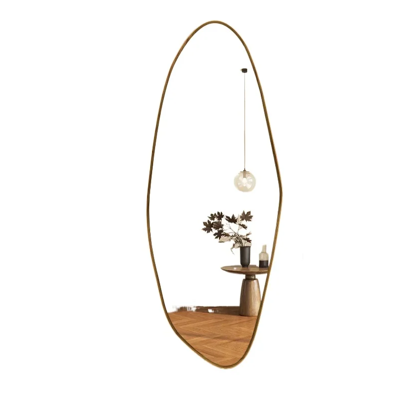 lhh special-shaped full-body mirror hanging on the wall, cloakroom attached to the wall, wabi sandy wind retro home decoration