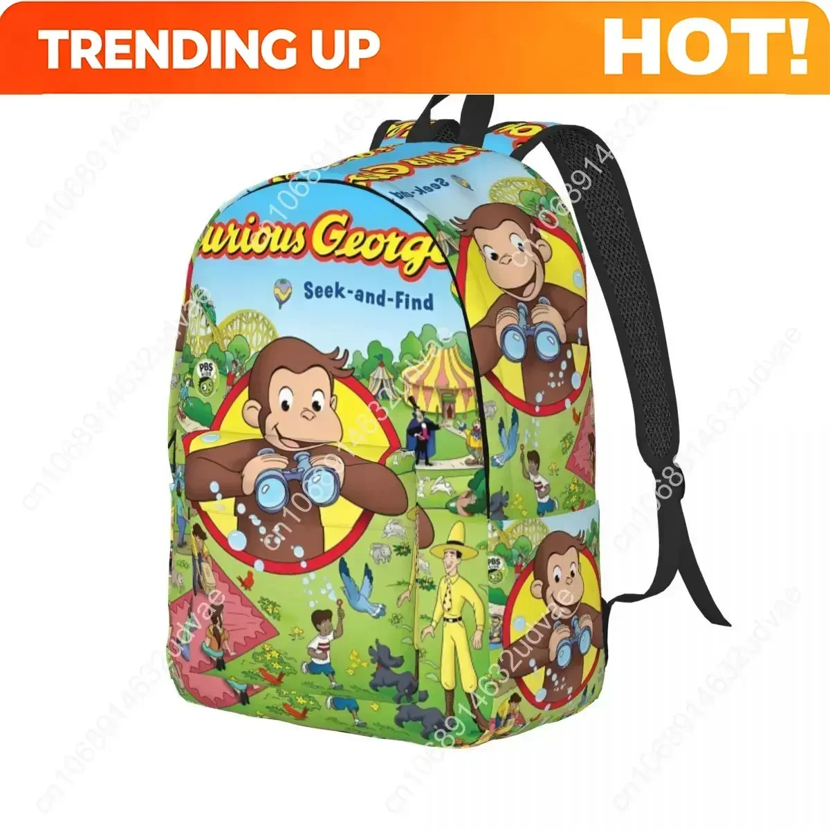 Custom Bag Curious George Monkey Cartoon Classical Backpack Outdoor Student Hiking Travel TV Series Daypack Men Women College Sh