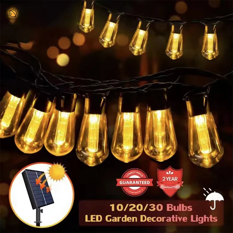 

Outdoor Solar String Lights LED IP65 Waterproof Edison Bulb Retro Vintage Christmas Garland Garden Party Decoration Fairy Lamp