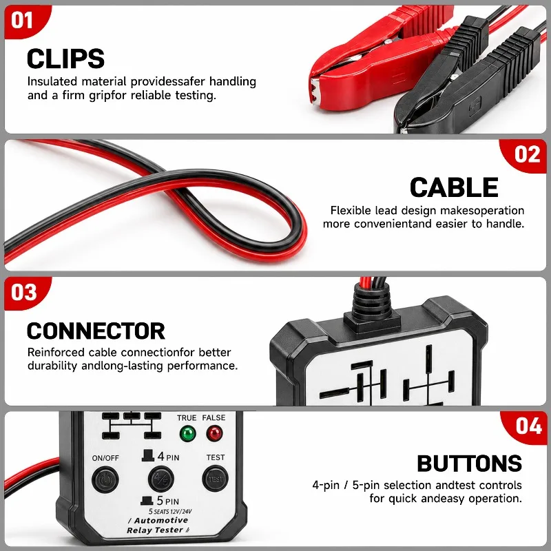 Automotive Relay Tester 5 Position Car Electrical Fault Detector For Auto Circuit Repair Inspection