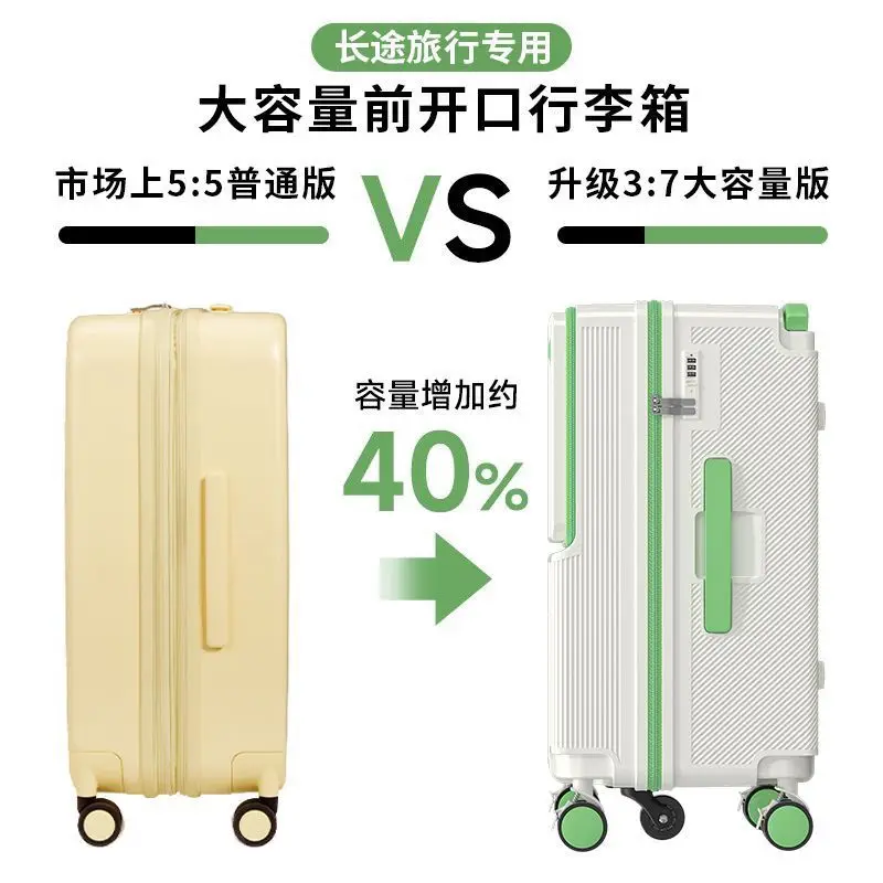 Front open suitcase Large capacity trolley case Men's and women's suitcase College student password case