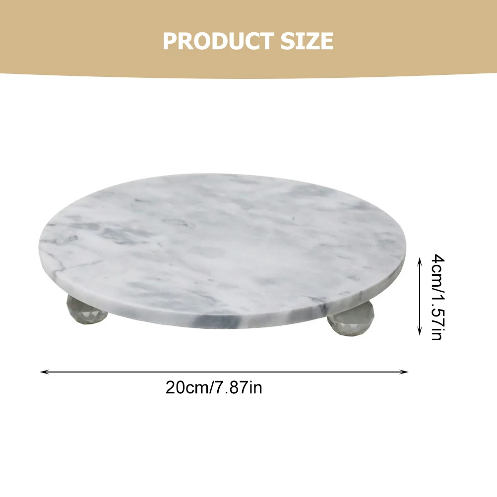 Marble Tray Round Shaped Durable Creative Multifunctional Fruit and Snack Tray Decorative Home Stand Home Accessory
