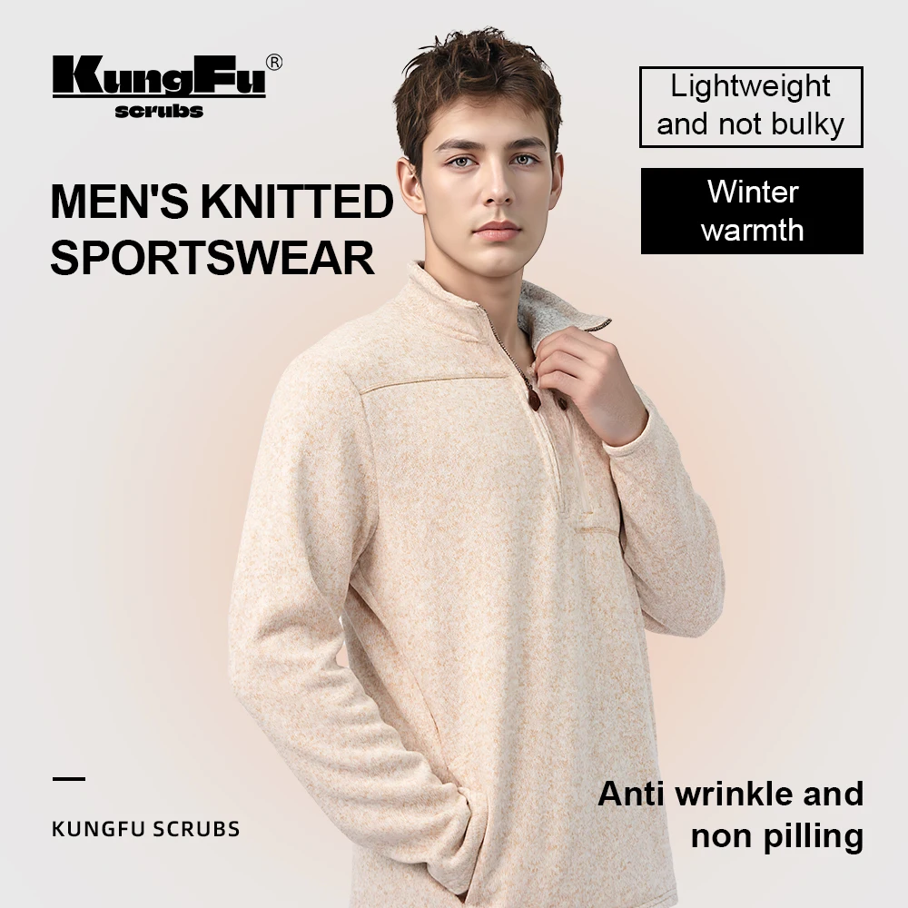 

Mens Knitwear Long-Sleeve Sweater Fleece Jacket Half-Zip Autumn/Winter Warm Sweatshirt Top Outerwear Simple Base Layer