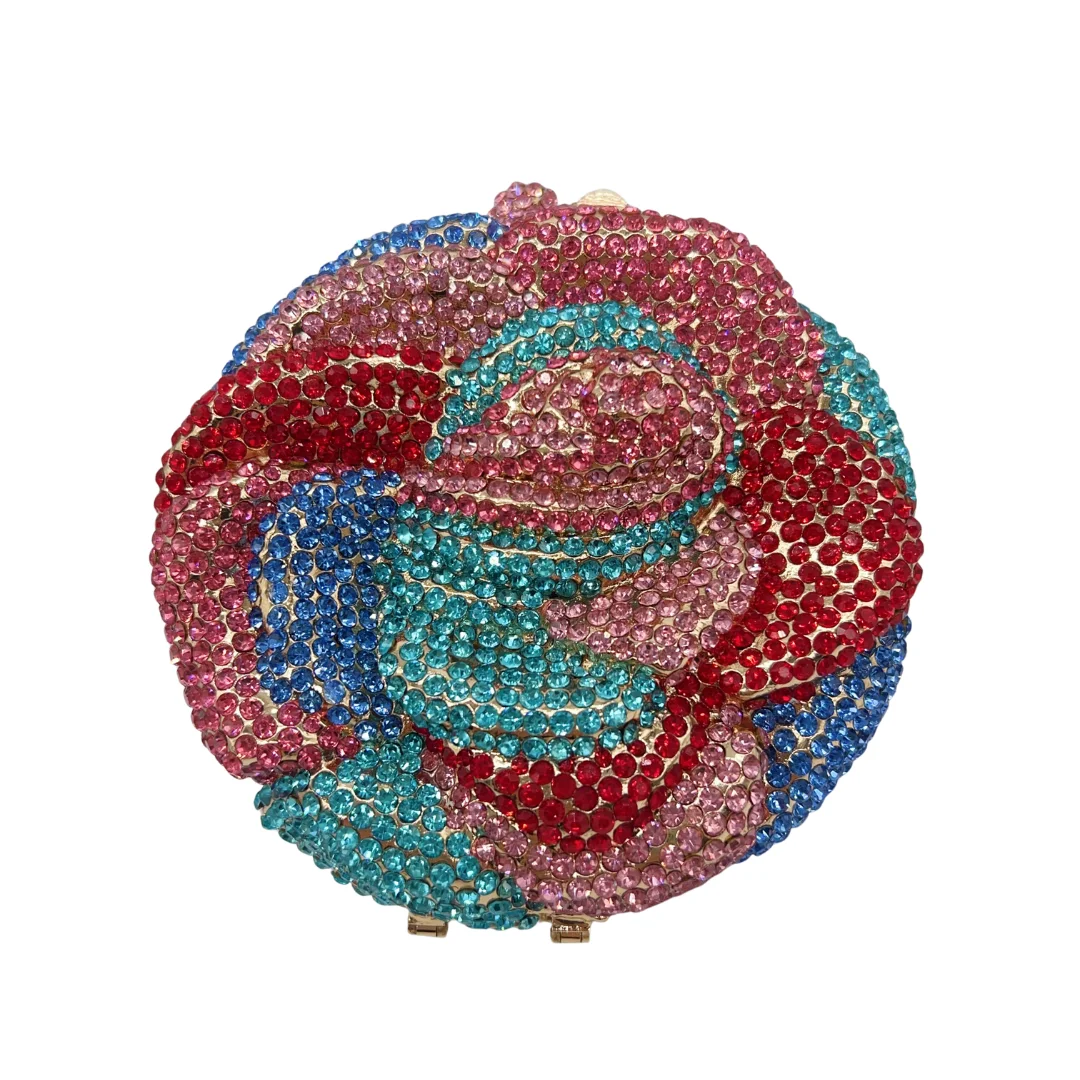 

Клатч с кристаллами и бутонами на заостренной основе, вечерняя женская сумка с 3D цветущим цветком. OEM-ботанический кошелек на заказ, низкий минимальный заказ оптом от Fa