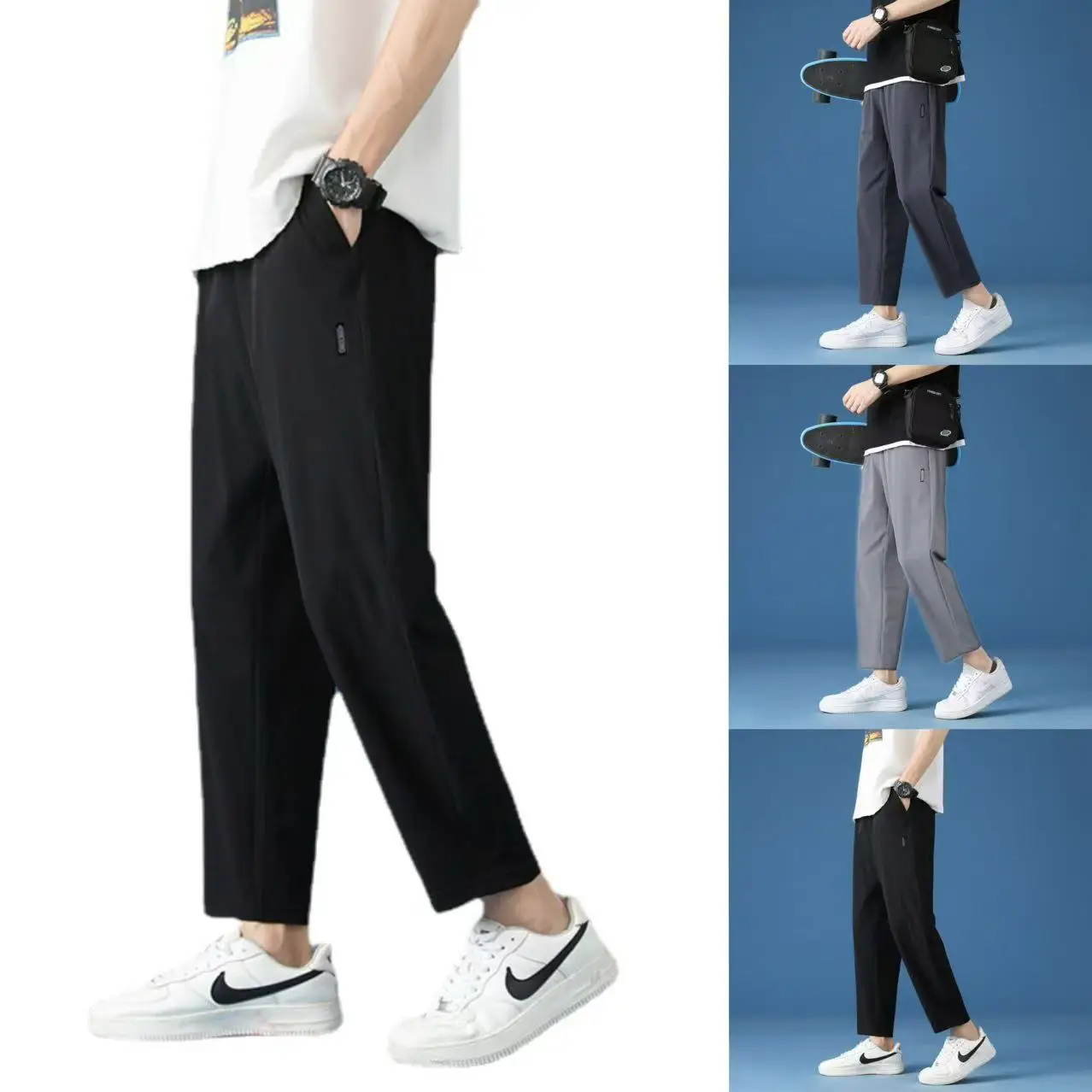 

Мужские летние новые тонкие деловые повседневные брюки 2025 года, уличные эластичные дышащие прямые спортивные брюки