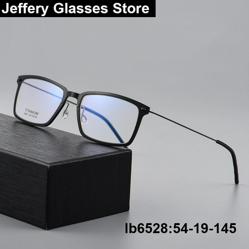 

Denmark Men Rectangle Glasses Frame 6528 Acetate Titanium Ultralight 6.2g Business Narrow Square Eyeglasses No Screw Eyewear