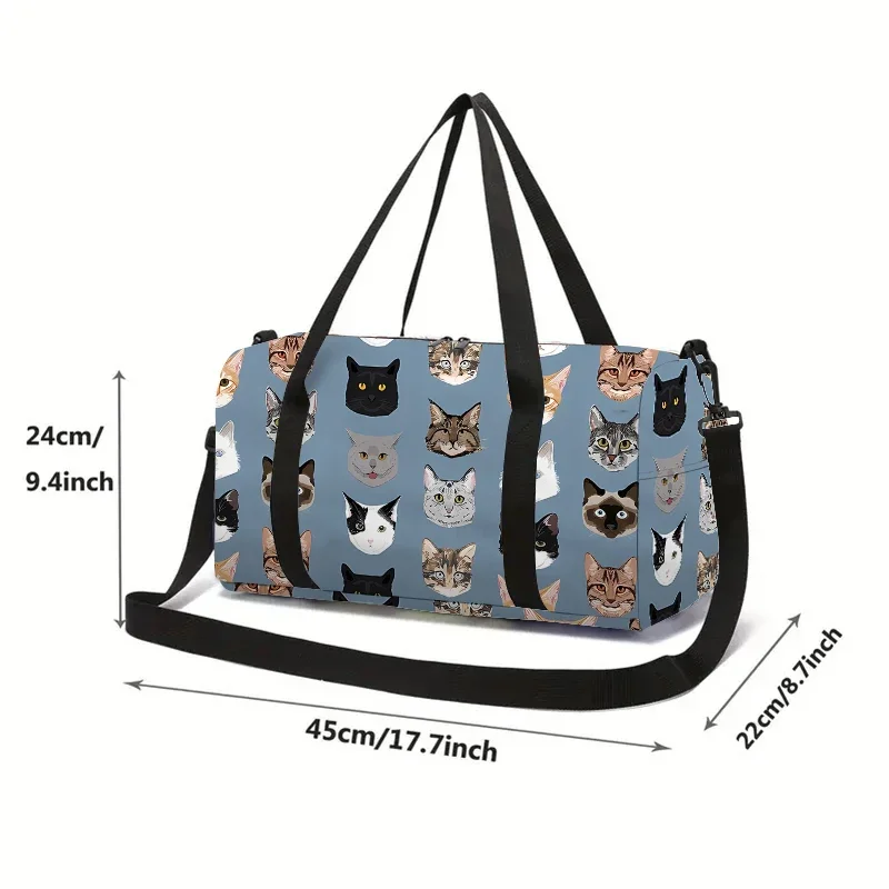 Cartoon Cat Head Large Capacity Luggage Bag  for Boy and Girls Best Gifts 2D Flat Cartoon Travel Duffels Hand Bag for Children