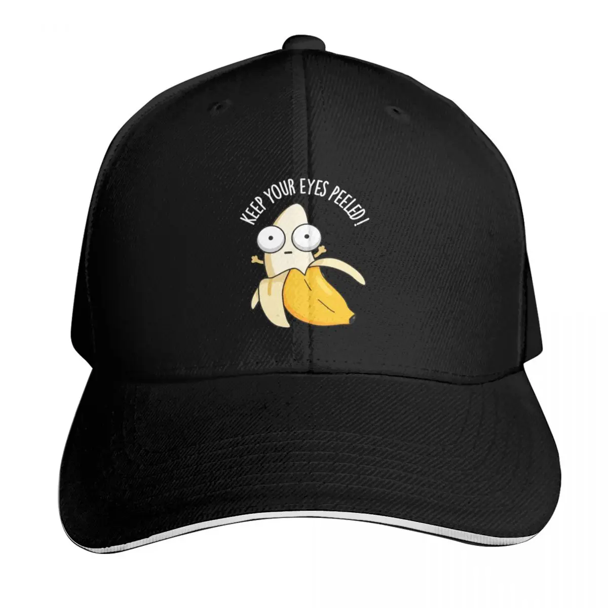 Keep Your Eyes Peeled Funny Banana Puns (Dark BG) Baseball Cap Lightweight Packable Gift for Him Her Casual Daily Wear