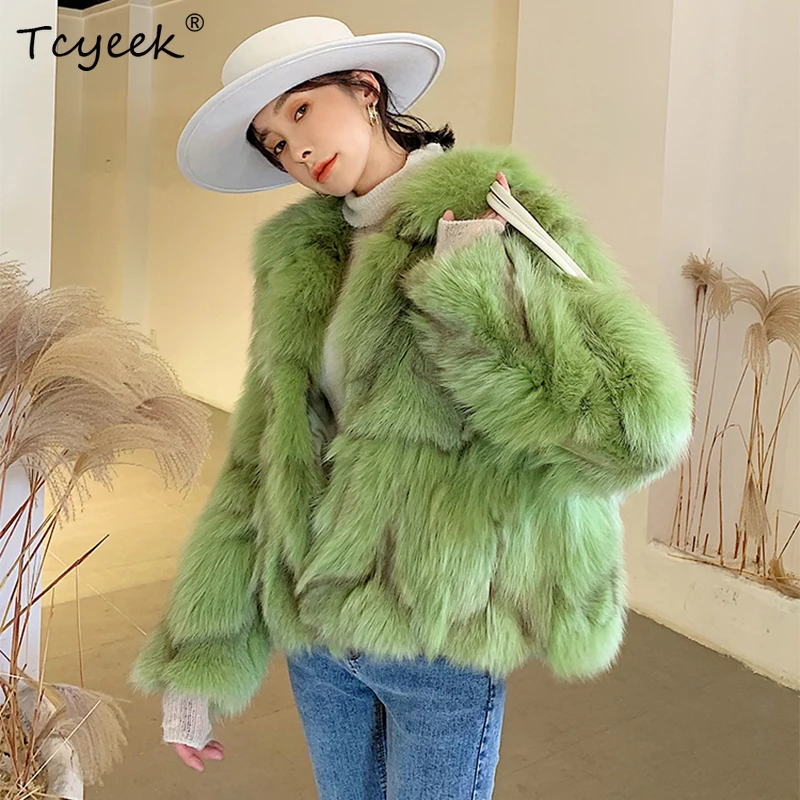 Fox Fur Female Coat Winter 2023 New Korean Version Short Lapel Warm Natural Fox Leg Fur Stitching Oversize Real Fur Jackets