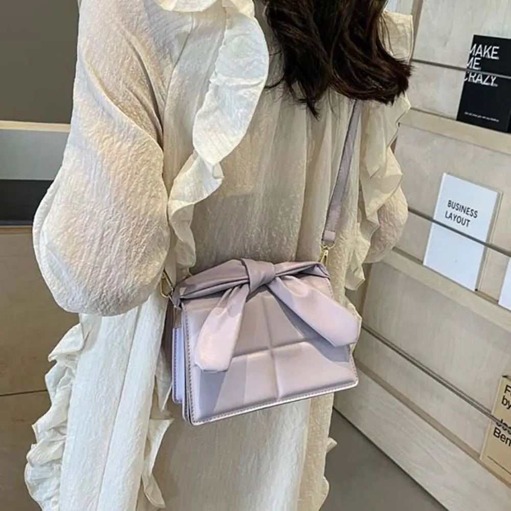 

PU Bow Handle Chocolate Shape Square Bag Shoulder Bag Solid Color Simple Crossbody Bag Korean Style Large Capacity PU Handbag