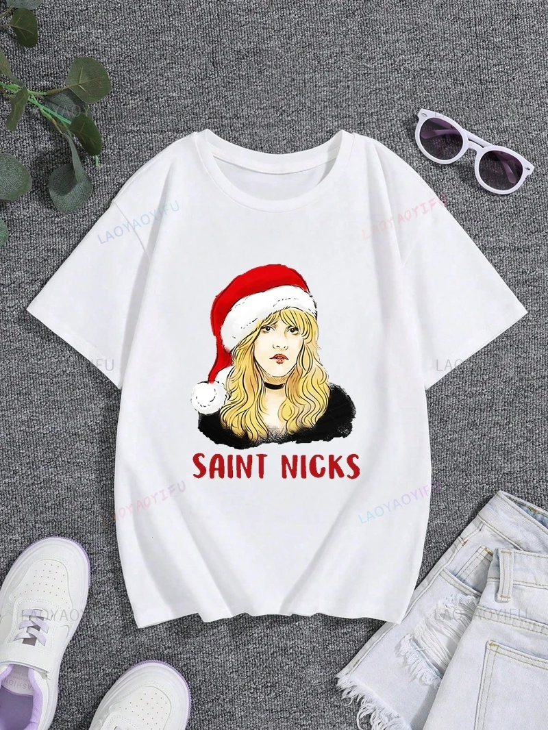 Stevie Nicks Classic Poster Print Shirt, Women's Everyday Casual Streetwear, Spring/summer 0 Neckline Top Fashion Cotton T-shirt