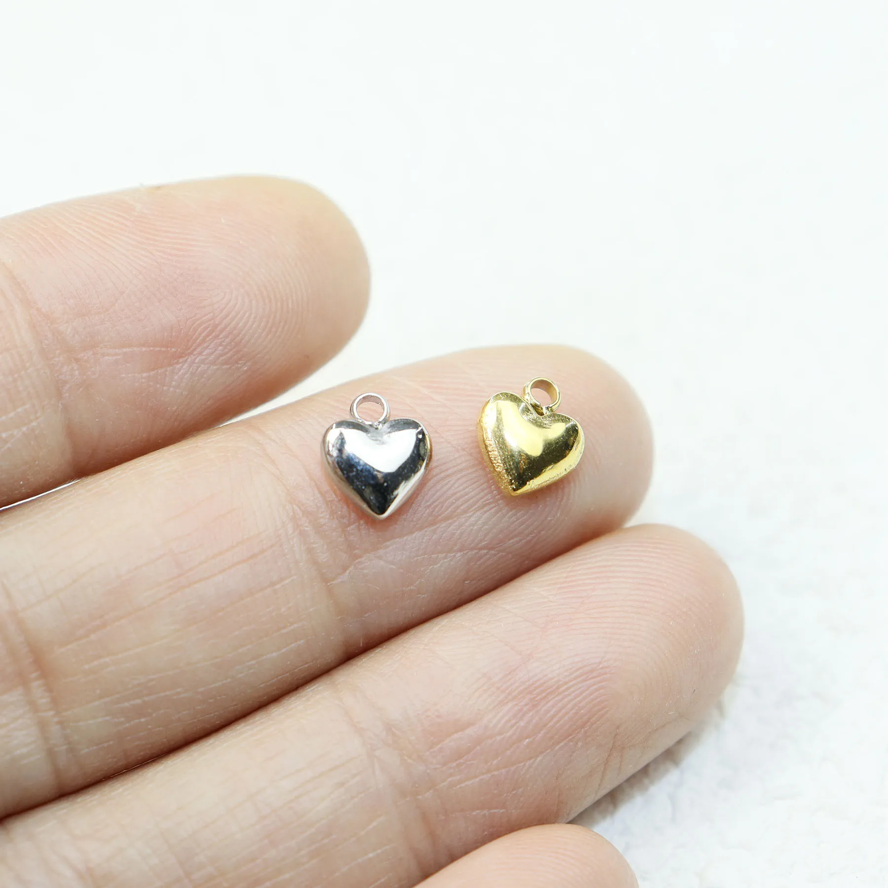 5pcs Stainless Steel Heart Jewelry Charms Pendant DIY Handcraft  Vacuum Plate Waterproof Antiallergic