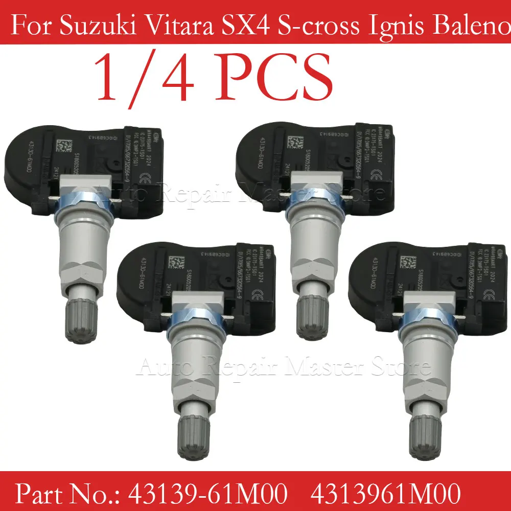 1/4PCS 4PCS Tire Pressure Sensor For Suzuki Vitara SX4 S-cross Ignis Baleno Swift Jimmy 43139-61M00 4313961M00 43130-61M00