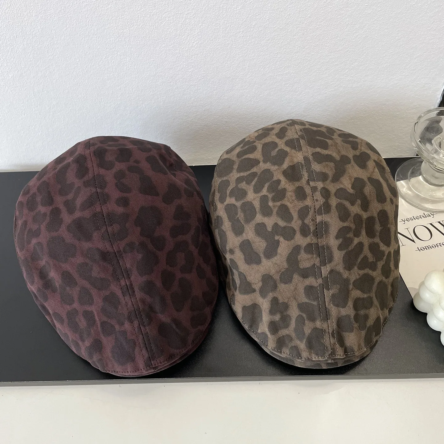 Women's autumn fashionable trendy casual retro leopard print forward hat